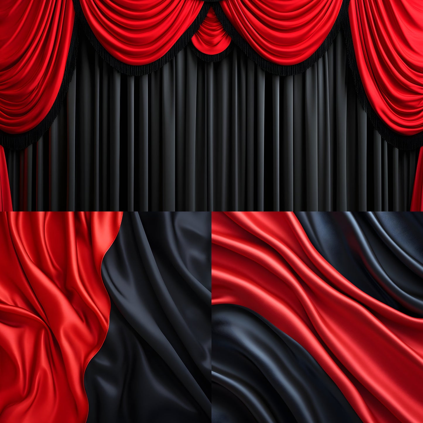 Scarlet Red Black Drapes Photography Backdrop, Digital Background for Portrait, Elegant Photo Booth, Studio Prop