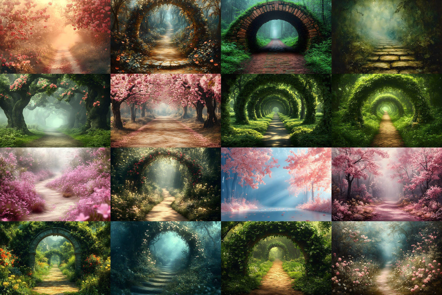 Enchanted Forest Backdrops for Photography ��������� Magical Digital Portraits Backgrounds, Magic Woodland, Lush Green Tree & Floral Backdrops