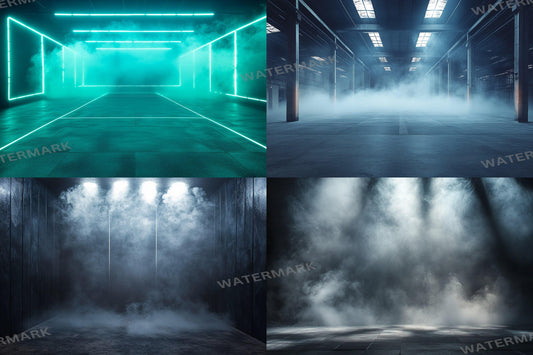 Black Futuristic Backdrops - Digital Photography Modern Backdrops, Sports Background, Studio Master Overlay, Sci-Fi Smoke & Neon Lights