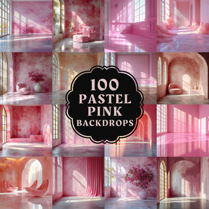 Pink Pastel Backdrops - Room Interiors, Photography Backdrops, Pastel Rooms, Maternity Digital Backdrop, Wedding Studio Overlays