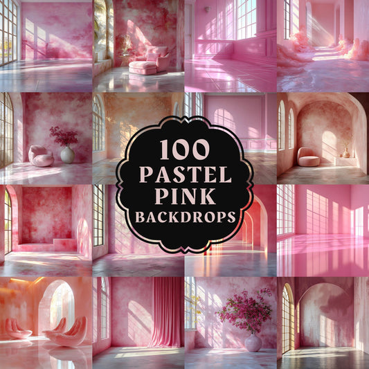Pink Pastel Backdrops - Room Interiors, Photography Backdrops, Pastel Rooms, Maternity Digital Backdrop, Wedding Studio Overlays