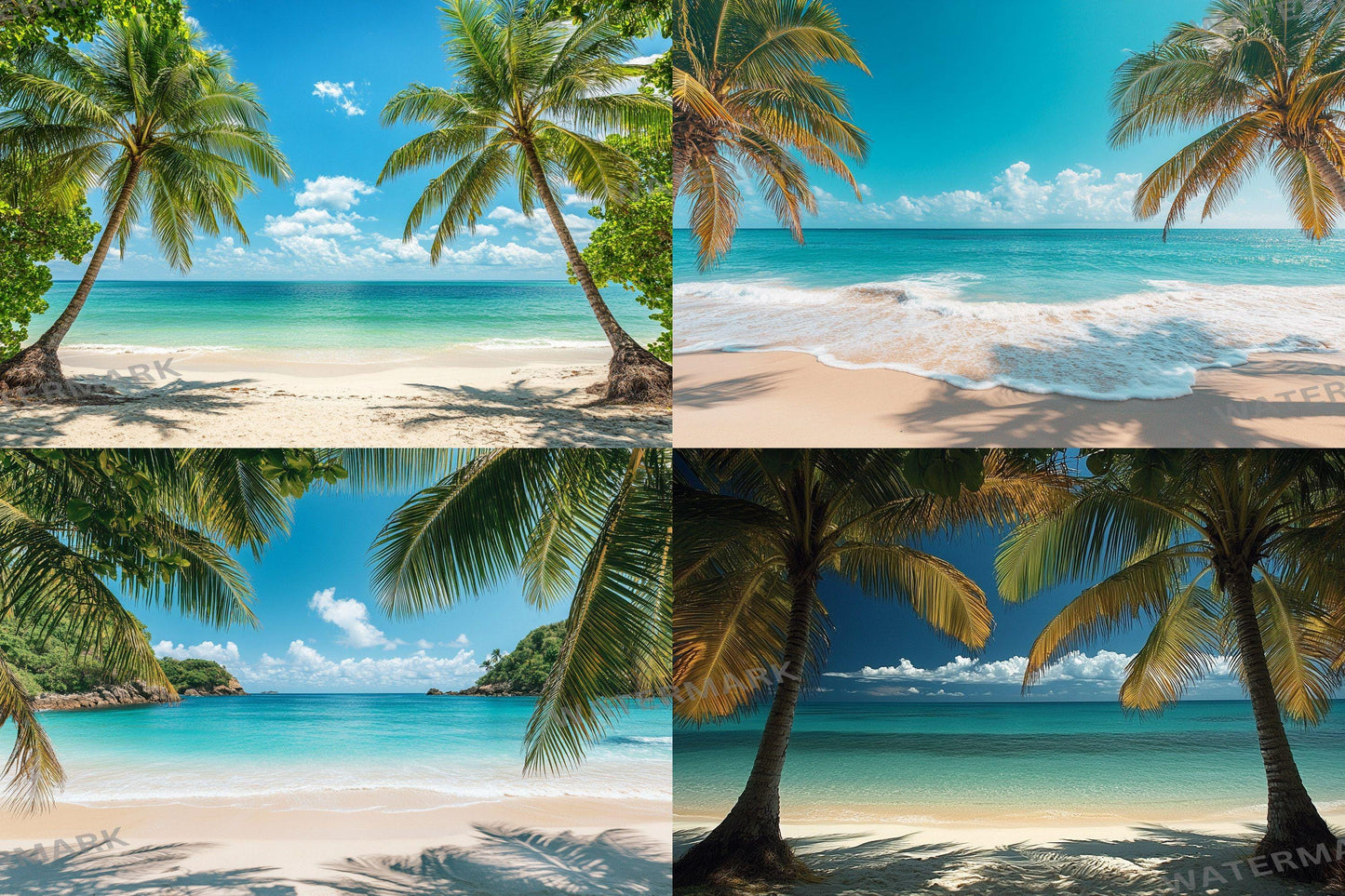 Tropical Beach Paradise Digital Backdrops - 3High-Resolution PNGs for Photography - 00x00px Commercial Use Allowed Ref SB812
