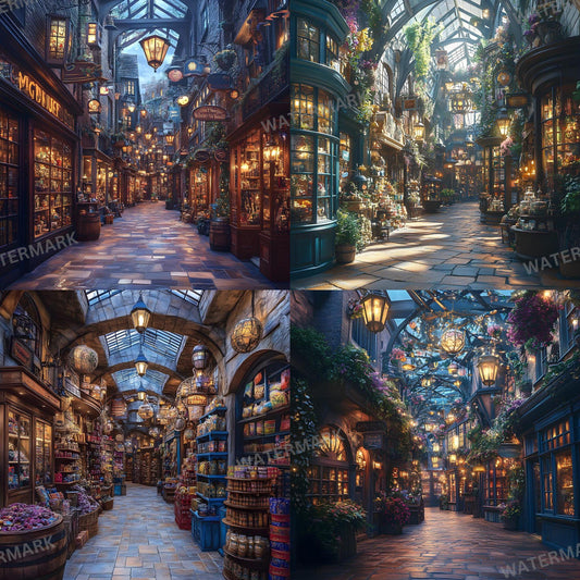 Wizarding Alley Photography Backdrops, Enchanting Wizarding World Background - Perfect for Witchcraft and Wizardry Themes