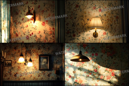 Vintage Wallpaper Room Backdrops, Photography Backgrounds, Digital Download for Portrait Photography,Texture Photo Booth Backdrop