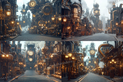 Steampunk Street Backdrops - Victorian Industrial Photography Backgrounds - Gaslamp Fantasy Cityscapes - Digital Download -Background