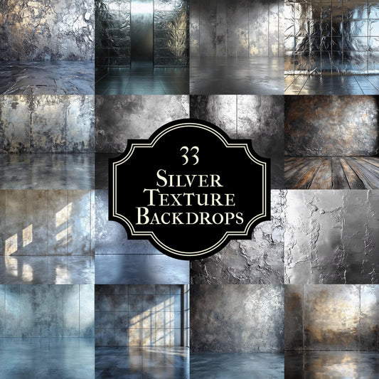 Silver Texture Backdrops - Perfect for Product & Portrait Photography, Photoshop Composites, Master Overlays, Elegant Silver Backgrounds