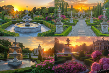 Baroque Garden Digital Backdrop - Elegant Photography Background - Ornate Garden Overlay - Classic Photo Composites
