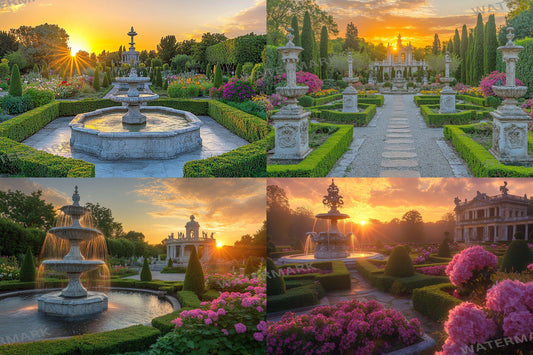 Baroque Garden Digital Backdrop - Elegant Photography Background - Ornate Garden Overlay - Classic Photo Composites