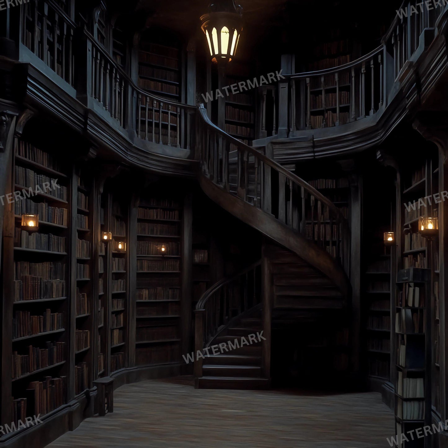 Wizard School Library 7 Photography Backdrops - Magical, Vintage Bookcases, Dark Academia, Enchanted Study Spaces