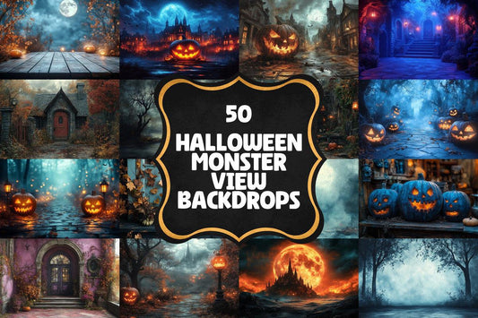 Halloween Monster View Backdrops for Photography  00x00px PNGs for Digital Art  Photo Editing  Commercial Use Allowed