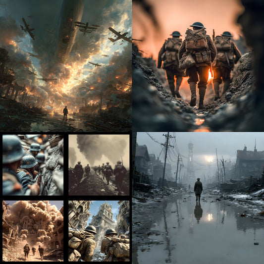 World War Battlefield Digital Backdrop, Grunge Photography Background, Military Photo Prop, for Social Media, Dramatic Scene Setter