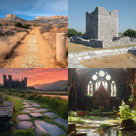 Abandoned Castle Ruins Digital Backdrop, European Photography Background, Fantasy Photo Composite, Fairytale Scene, Instant Download