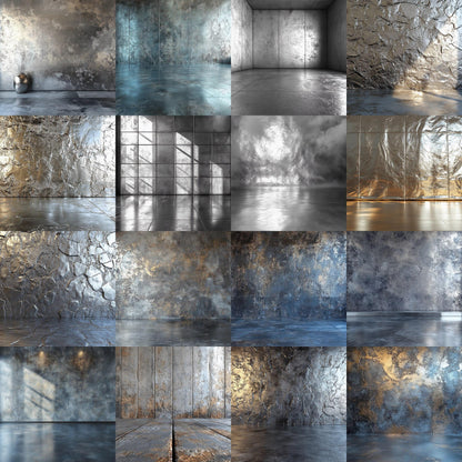 Silver Texture Backdrops - Perfect for Product & Portrait Photography, Photoshop Composites, Master Overlays, Elegant Silver Backgrounds