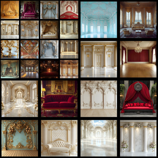 Luxury Room Digital Backdrop, Regal Interior Background for Photography, Square Format Photo Booth Prop, Opulent Home Decor, Fine Art Portrait Overlay