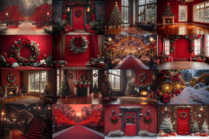 Christmas Backdrop, Digital Backdrop, Santa Christmas Backdrop For Kids Family, Festive Digital Download Christmas Background