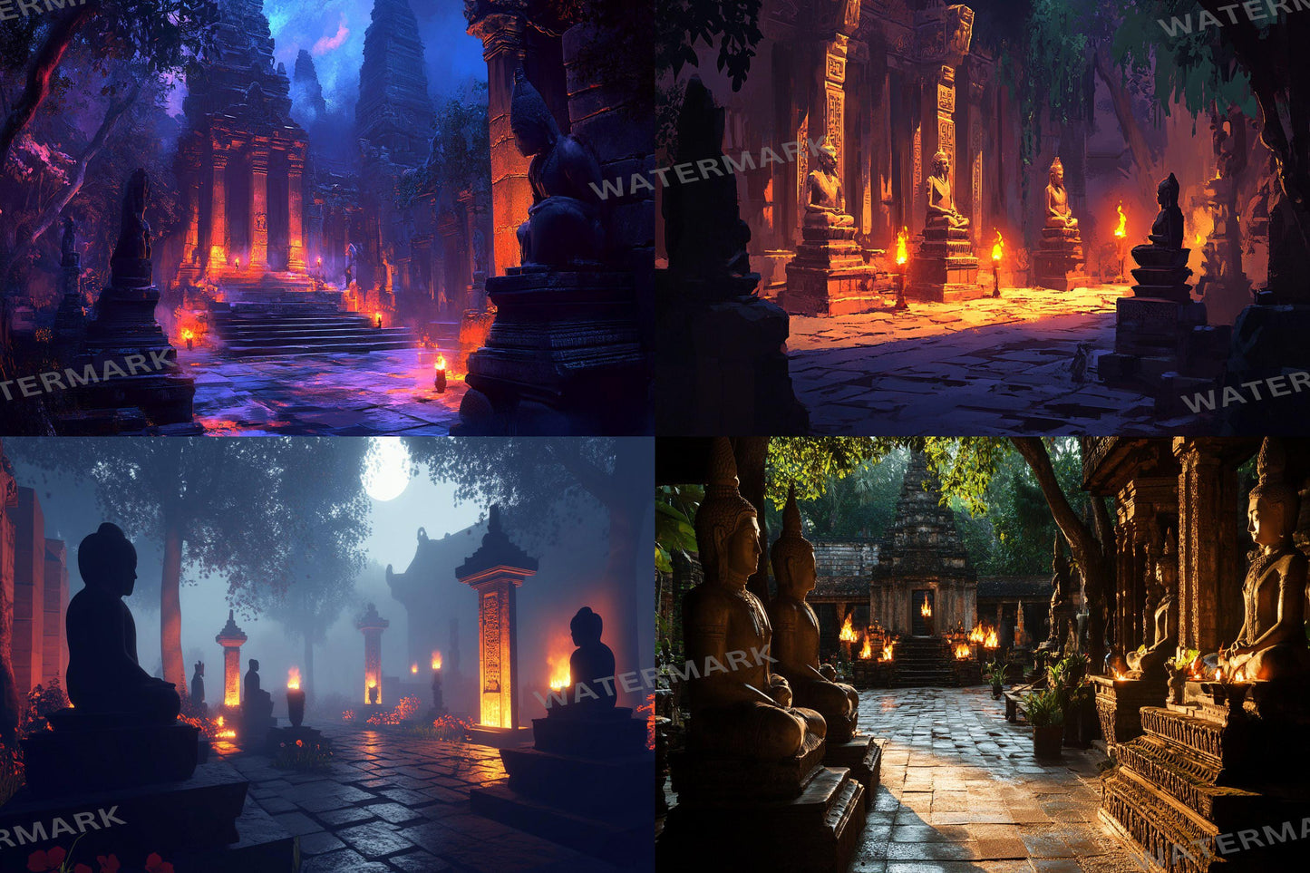 Shadowy Temple Backdrop - Dark Fantasy Background, RPG Streaming Overlay, Haunted Photography Backdrop, Digital Art Decor