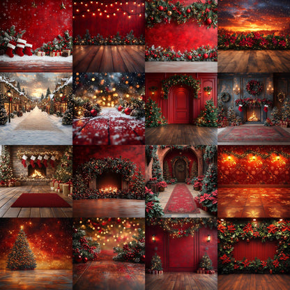 Christmas Backdrop, Digital Backdrop, Santa Christmas Backdrop For Kids Family, Festive Digital Download Christmas Background