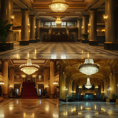 Art Deco Hotel Lobby Digital Backdrop, Elegant Photography Background, Vintage Inspired Photo Prop, for Composites, High-Resolution Images