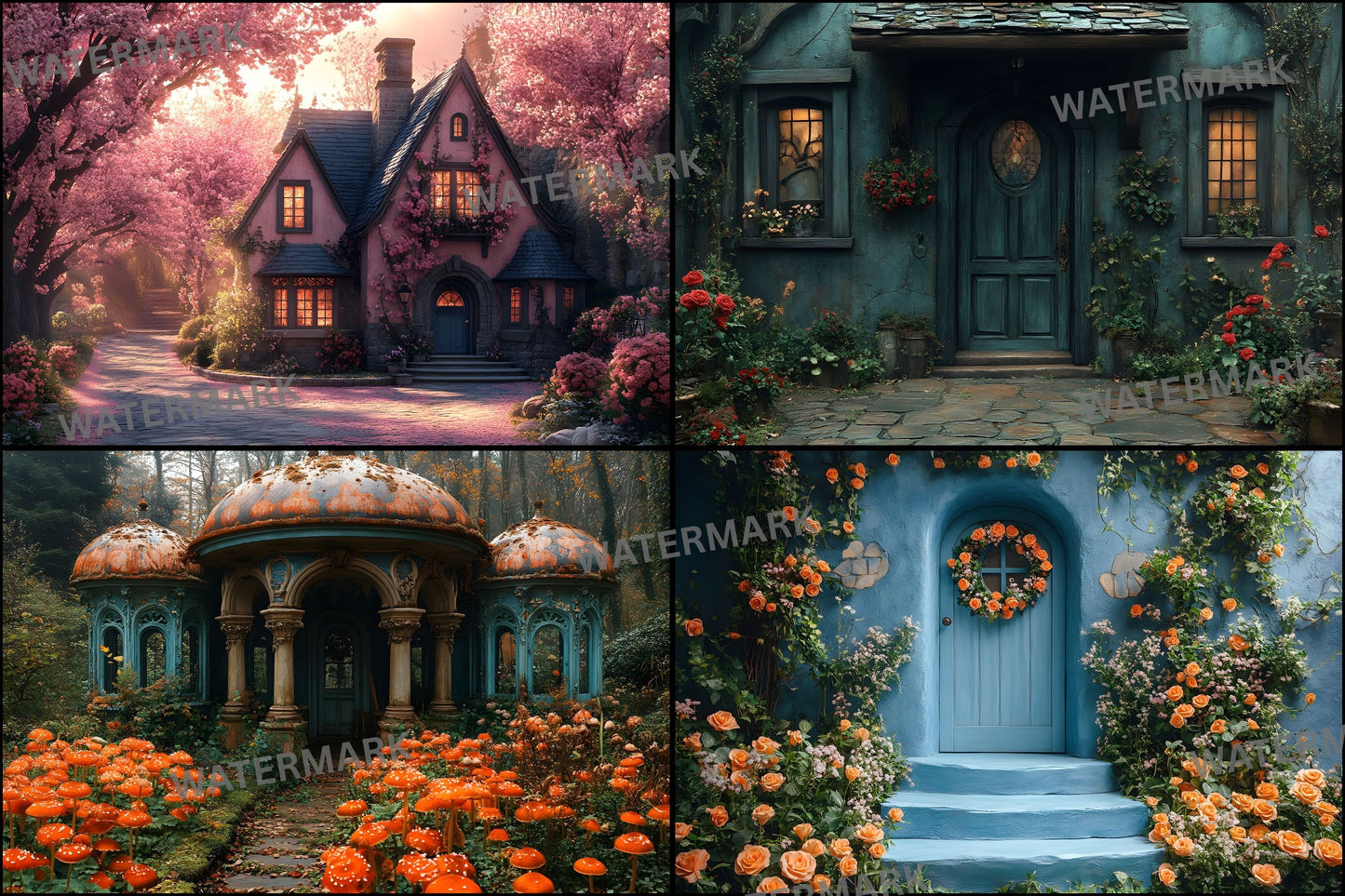 Alice in Wonderland Backdrop Set, Whimsical Digital Backgrounds for Photography, Fantasy Portrait Photography, Storybook Theme, Ratio
