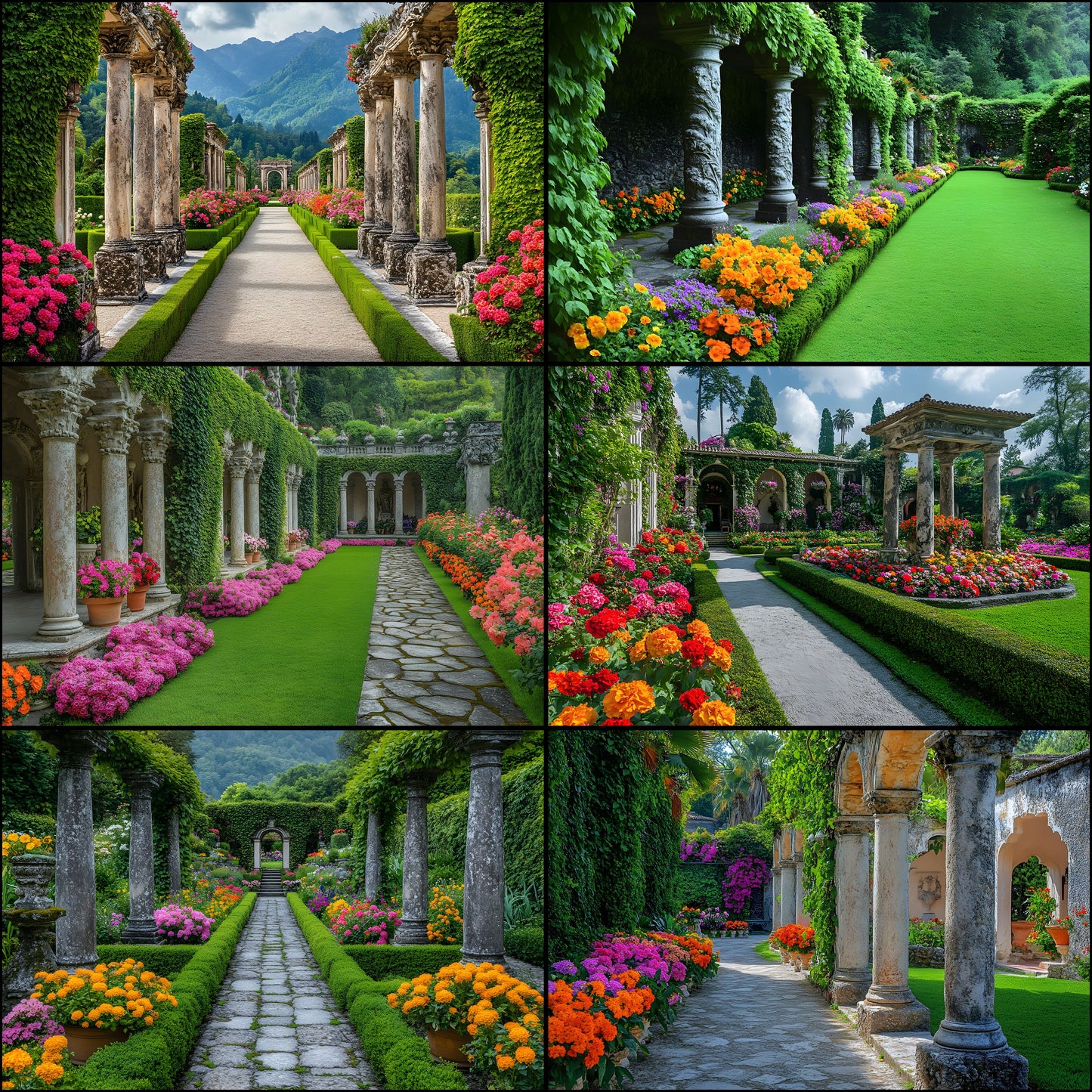 Baroque Garden Stone Columns Digital Backdrop, Photography Background Fantasy Photo Prop, Fine Art Photography