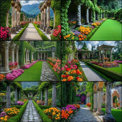Baroque Garden Stone Columns Digital Backdrop, Photography Background Fantasy Photo Prop, Fine Art Photography