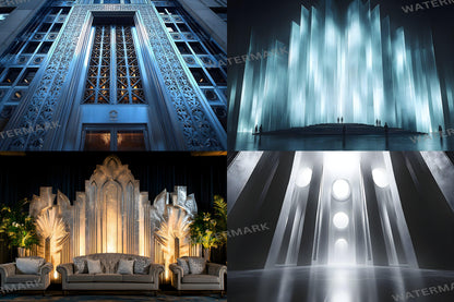 Art Deco Skyscraper Photography Backdrops | Digital Studio Wedding Backgrounds | Maternity Master Overlay Set Backdrops, Backgrounds