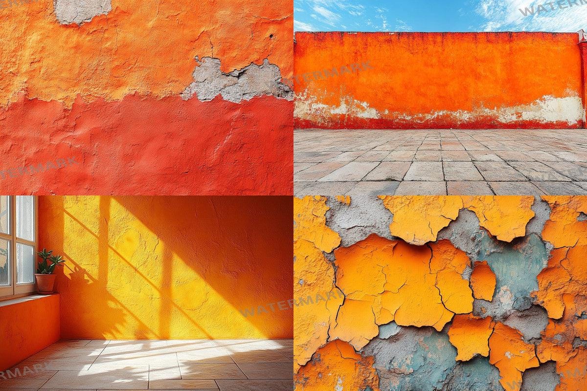 Orange Textured Wall Photography Backdrop PNGs for Photoshop Editing - Warm Aesthetic Master Overlay