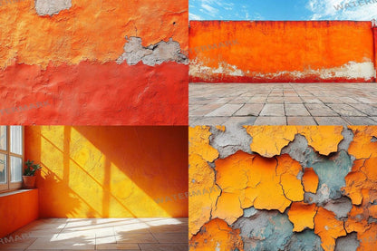 Orange Textured Wall Photography Backdrop PNGs for Photoshop Editing - Warm Aesthetic Master Overlay