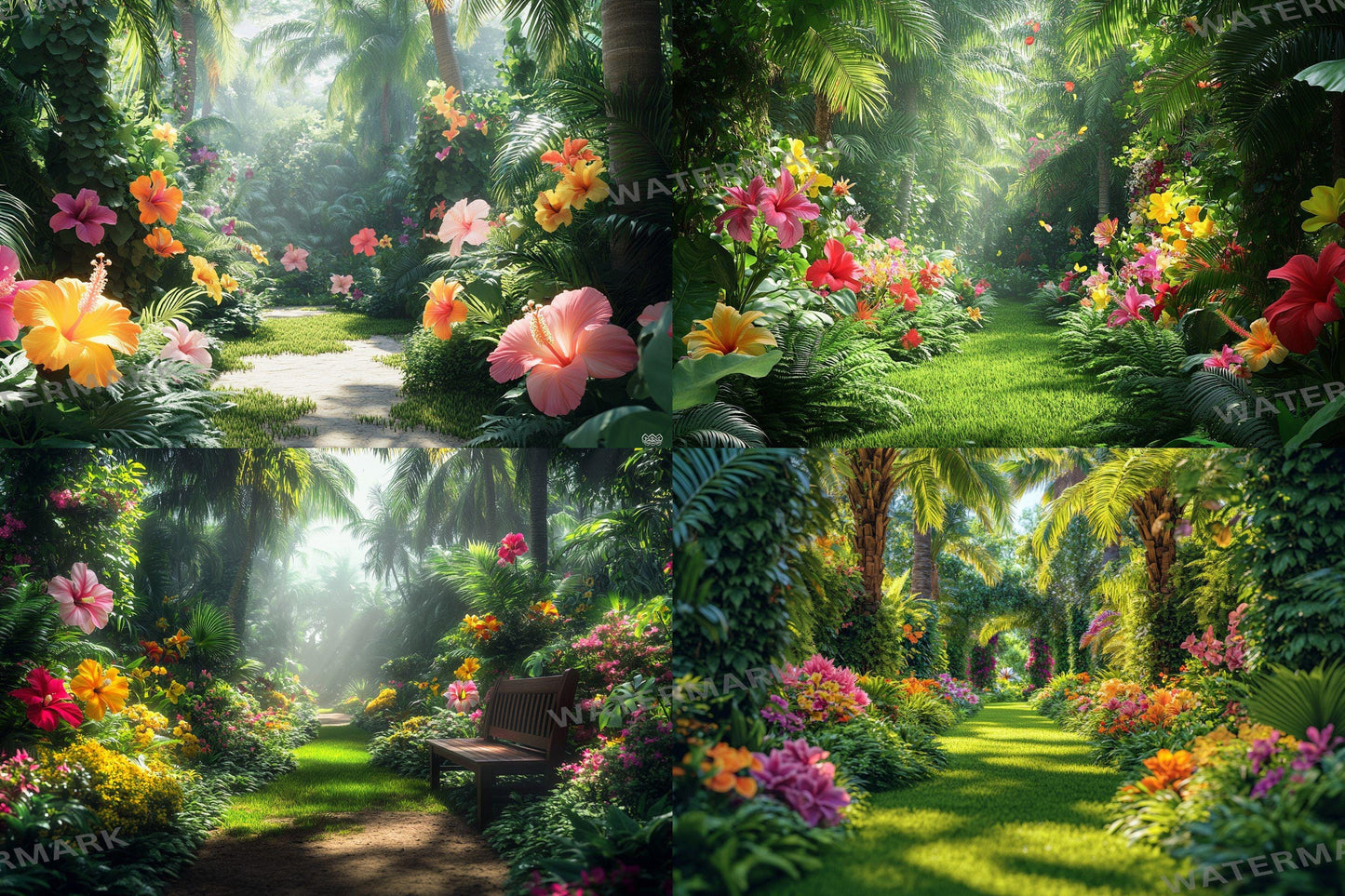 Tropical Vines Digital Backdrops - 3High-Res PNG Files for Photography  Craft Design - Commercial Use Allowed