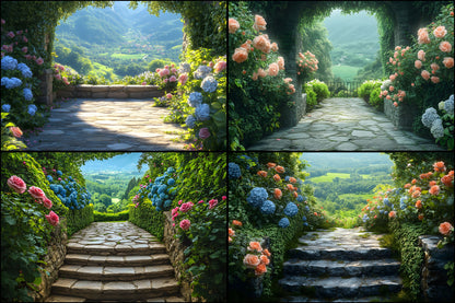 Secret Garden Digital Backdrop, Overlook Background, Fairytale Photography, Photo Booth, Fantasy Scenery, Enchanted Forest, Printable Images