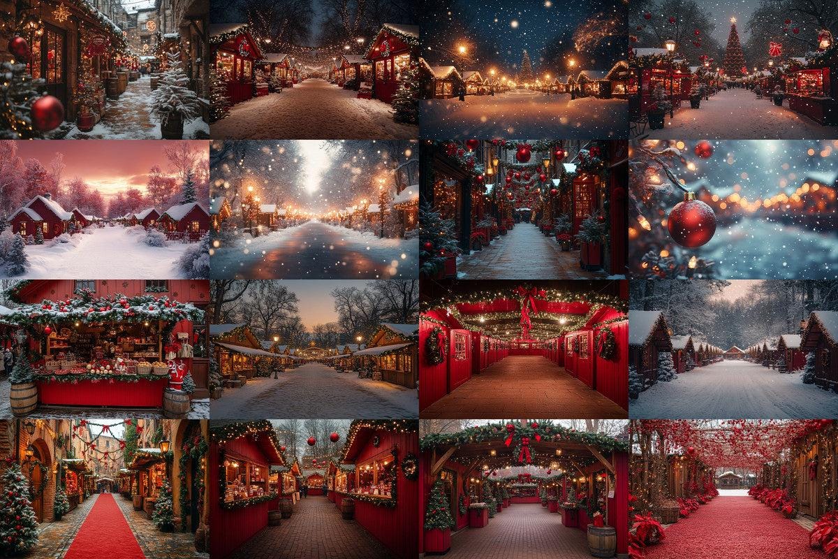 Warm Christmas Market Scene Photography Backdrops - 00x00px PNGs for Digital Artists  Designers