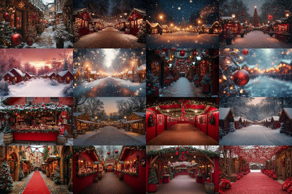 Warm Christmas Market Scene Photography Backdrops - 00x00px PNGs for Digital Artists  Designers