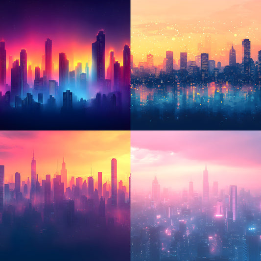 Abstract Cityscape Digital Backdrop Bundle, Skyline Photography Backgrounds for Composites, Urban Fantasy Photo Overlays, Images