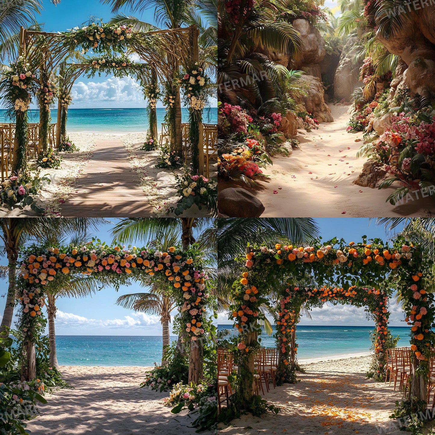Tropical Wedding Digital Backdrops, Photoshop Composites, Master Overlay Bundle, Beach Wedding Backgrounds - Tropical Destination Wedding