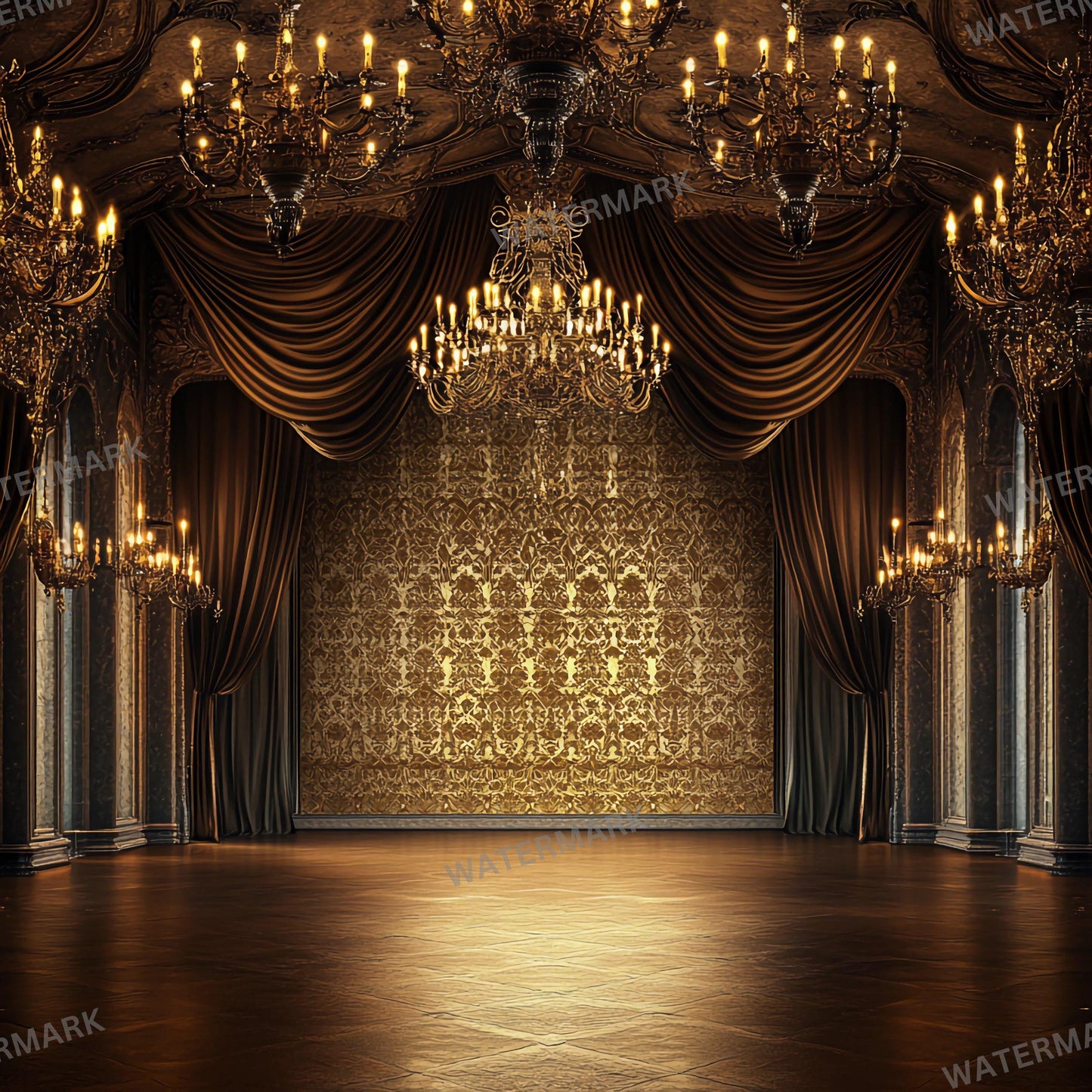Baroque Stage Backdrops | Ornate Ballroom, Throne Room & Grand Fireplace Scenes | Theater, Musical and Concert Set Design