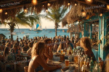 Beach Bar Photography Backdrops - 16 JPGs | Tropical Island Digital Backgrounds, Sunset Party Photo Overlays, Summer Vibe Studio Props