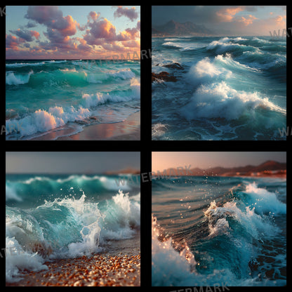 Ocean Photography Backdrop, Square Ocean Waves Background, Summer Photo Booth Prop, Digital Download for Social Media, Beach Backdrop, Ocean Lover Gift