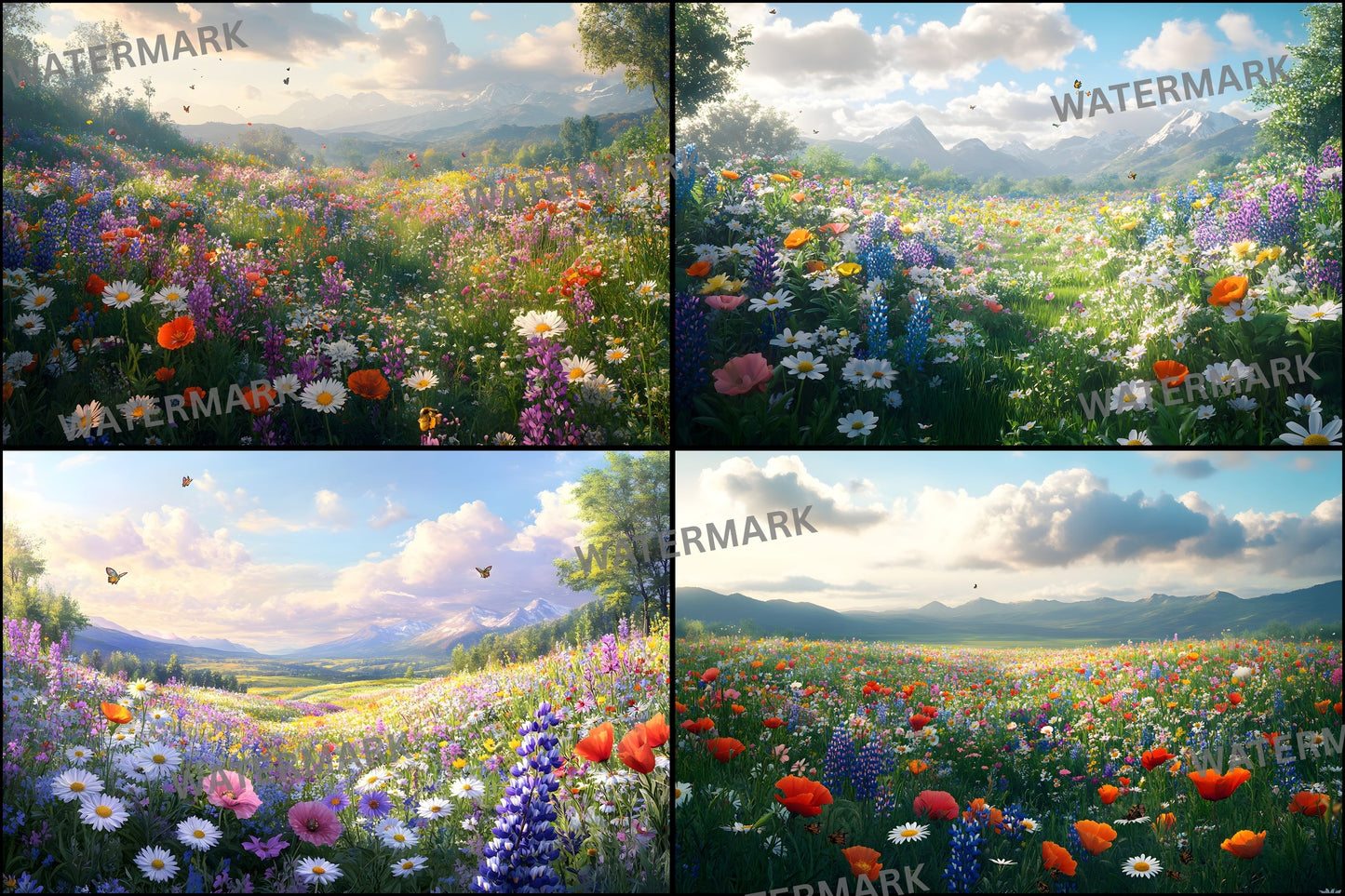 Wildflower Digital Backdrop Set, Botanical Photography Backgrounds, Ratios, Floral Photo Overlays, Spring Scene, Nature Inspired