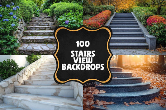 Warm Stairs View Backdrops - Professional Photo Editing Overlays for Stunning Visuals