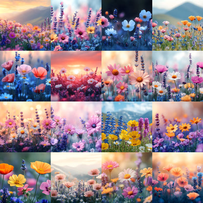 Wildflower Meadow Digital Backdrop, Whimsical Photography Background, Photo Prop, Floral Scene for Portrait Photography, High-Res Images