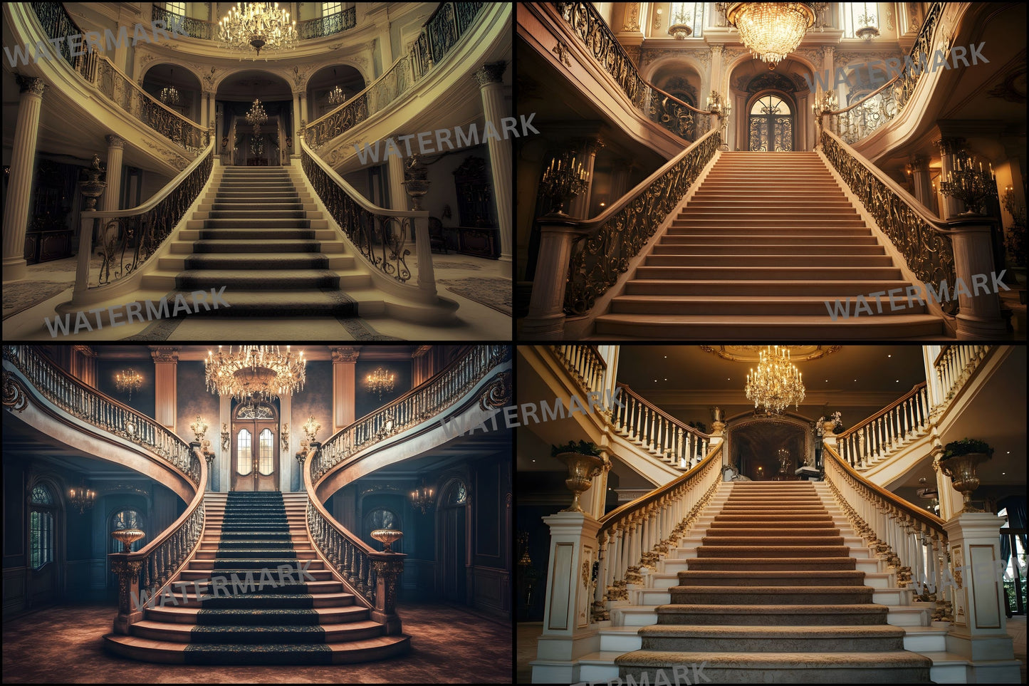 Grand Staircase Digital Backdrop, Interior Photography Background, Elegant Chateau Stairwell, Fantasy Castle Photo, Historic Hallway