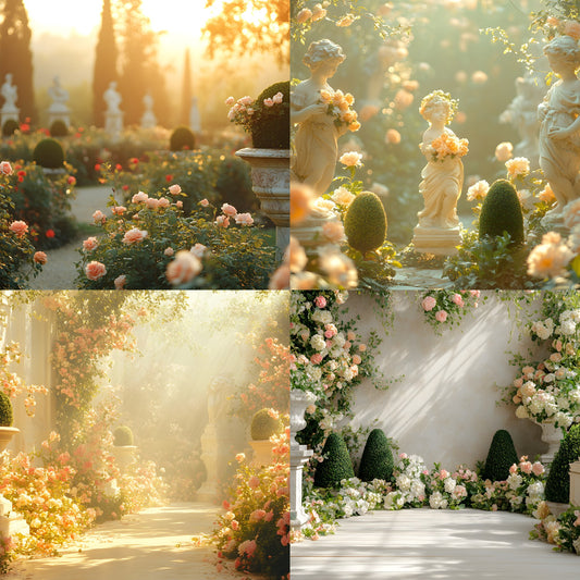 Lush Baroque Garden Digital Backdrop, Topiary Background for Photography, Photo Booth, Fantasy Art, High Res Image