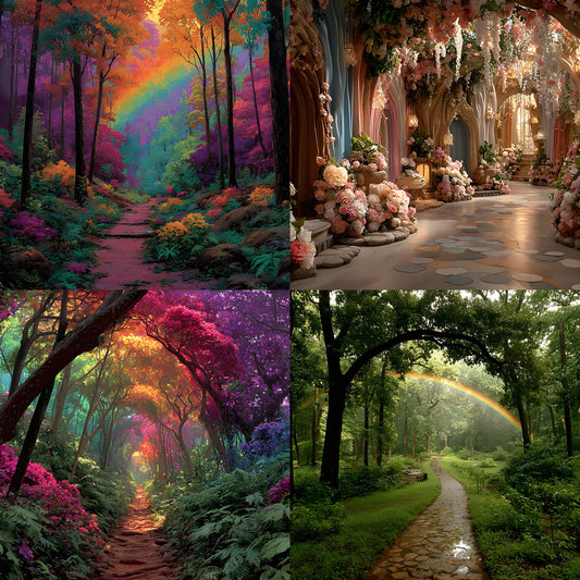 Alice in Wonderland Backdrop Digital, Magical Background for Photography, Fantasy Party Photo Booth Prop, Empty Scene Download