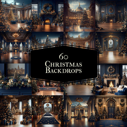 Christmas Backdrops | Digital Holiday Backgrounds | Festive Xmas Scenes