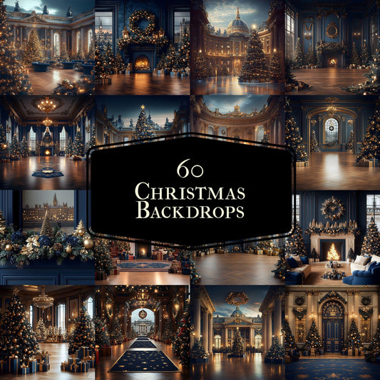Christmas Backdrops | Digital Holiday Backgrounds | Festive Xmas Scenes