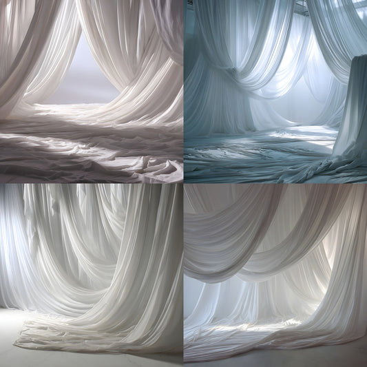White Fabric Draped Floor Digital Backdrop, Photography Background for Newborns, Product Photography, Square RatioTexture, Wrinkled Cloth Fabric
