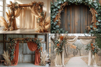 Boho Natural Wood Arch Backdrops for Photography - Warm Aesthetic Master Overlay PNGs - Digital Art  Design 00x00px