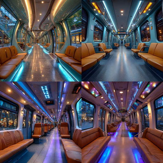 Blue Train Interior Digital Backdrop, Modern Square Photography Background, Creative Train Car Photo Prop, High-Resolution Train Image for Composites