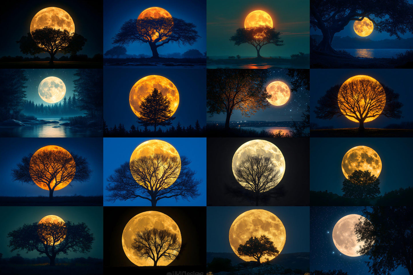 Full Moon Backdrops ��������� Mystical Night Sky, Fantasy Lunar Scenes, Spooky Moonlit Photography Backgrounds for Art, Film & Digital Backdrops