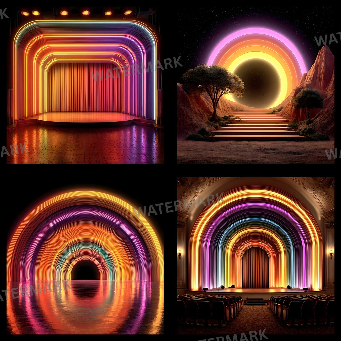 Neon Party Backdrop, Vibrant Stage Background, Digital Download for Events, Photography, and Eye-Catching Designs, Images